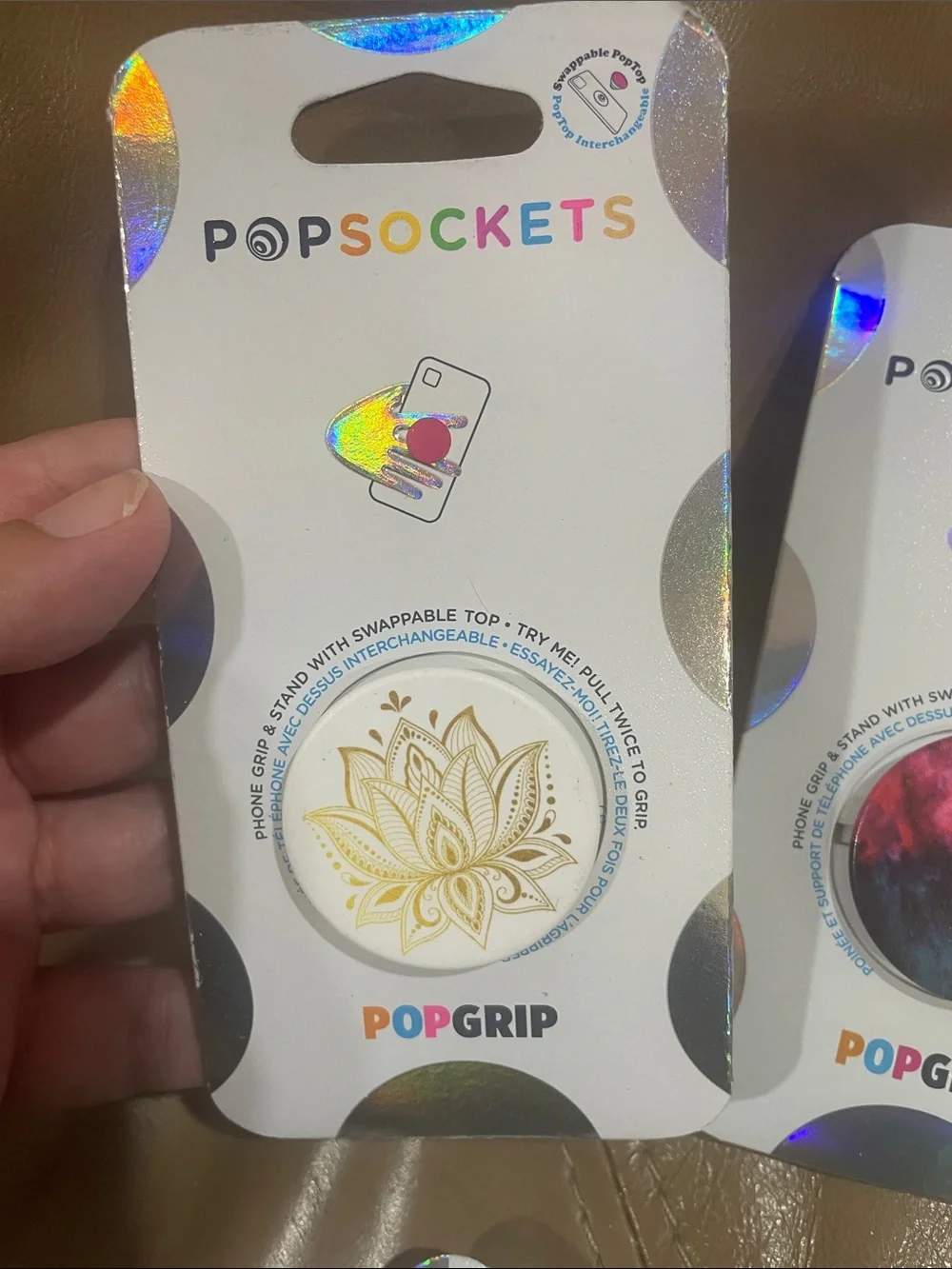 5 PopSocket PopGrip Phone Grips - White Packaging with Multicolor Designs
